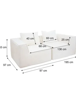 MCW Möbel-Sets<2er-Sofa O54, Creme
