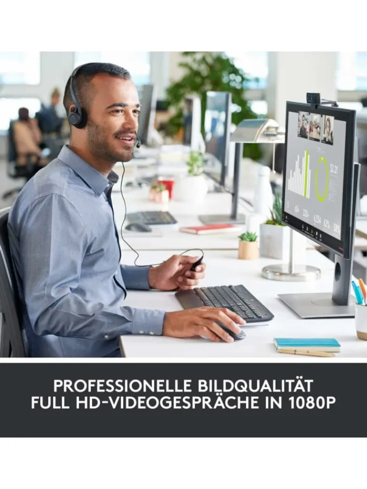 Logitech Foto & Video<Erstklassige Webcam C920 mit 1080p Full-HD - gestochen in Schwarz