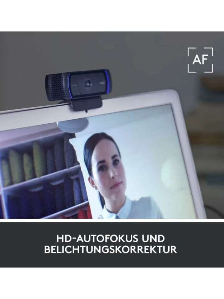 Logitech Foto & Video<Erstklassige Webcam C920 mit 1080p Full-HD - gestochen in Schwarz