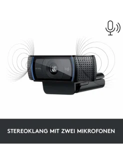 Logitech Foto & Video<Erstklassige Webcam C920 mit 1080p Full-HD - gestochen in Schwarz