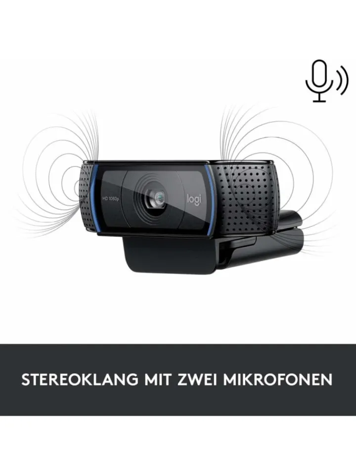 Logitech Foto & Video<Erstklassige Webcam C920 mit 1080p Full-HD - gestochen in Schwarz