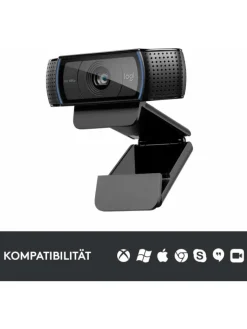Logitech Foto & Video<Erstklassige Webcam C920 mit 1080p Full-HD - gestochen in Schwarz