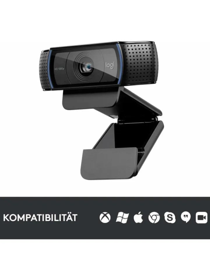Logitech Foto & Video<Erstklassige Webcam C920 mit 1080p Full-HD - gestochen in Schwarz