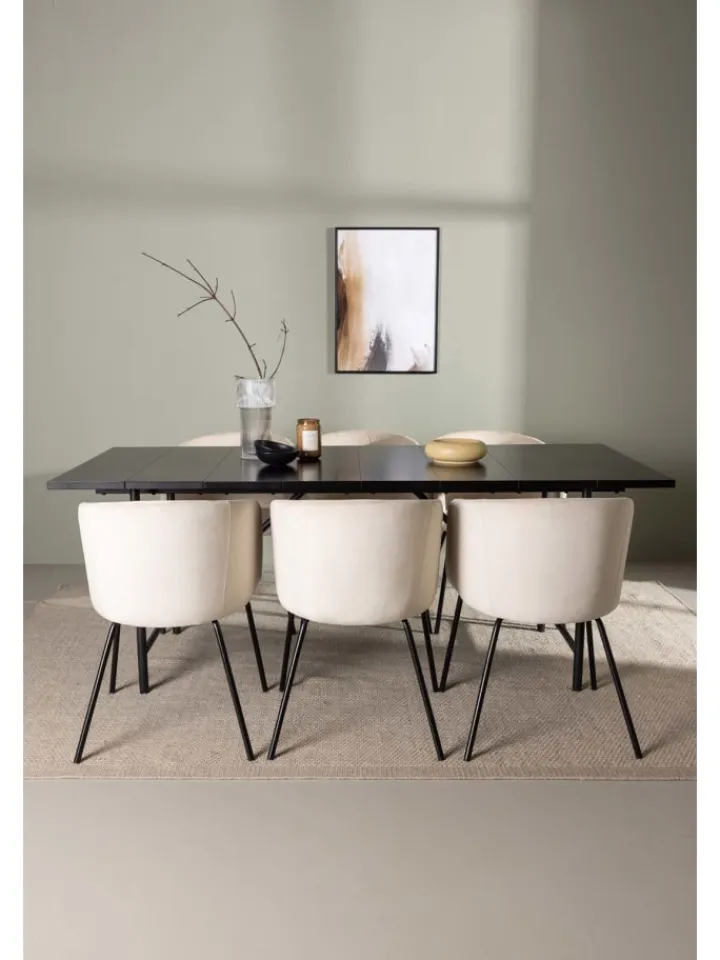 ebuy24 Möbel-Sets<Essgruppe Astrid 9 (7-teilig) Schwarz 90 x 200 cm
