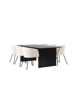ebuy24 Möbel-Sets<Essgruppe Vail 1 ( 7-teilig) Schwarz 100 x 200 cm