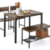 COSTWAY Möbel-Sets<Esstisch Set 4-teilig in Braun