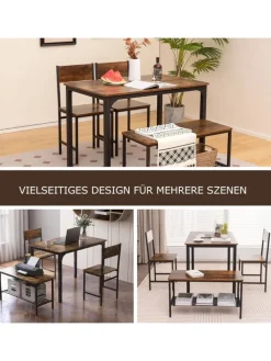 COSTWAY Möbel-Sets<Esstisch Set 4-teilig in Braun