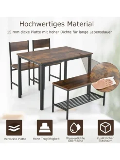 COSTWAY Möbel-Sets<Esstisch Set 4-teilig in Braun