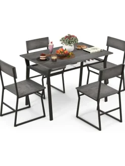 COSTWAY Möbel-Sets<Esstisch Set 5-teilig in Grau