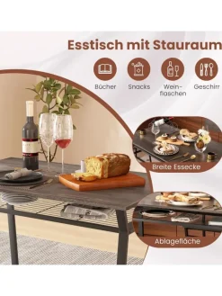 COSTWAY Möbel-Sets<Esstisch Set 5-teilig in Grau