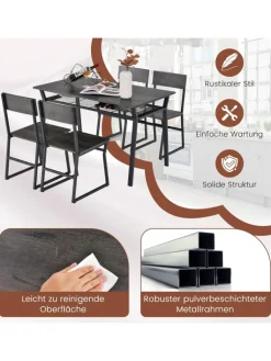 COSTWAY Möbel-Sets<Esstisch Set 5-teilig in Grau