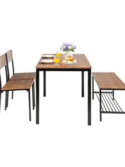 COSTWAY Möbel-Sets<Esstisch Set 4-teilig in Hellbraun