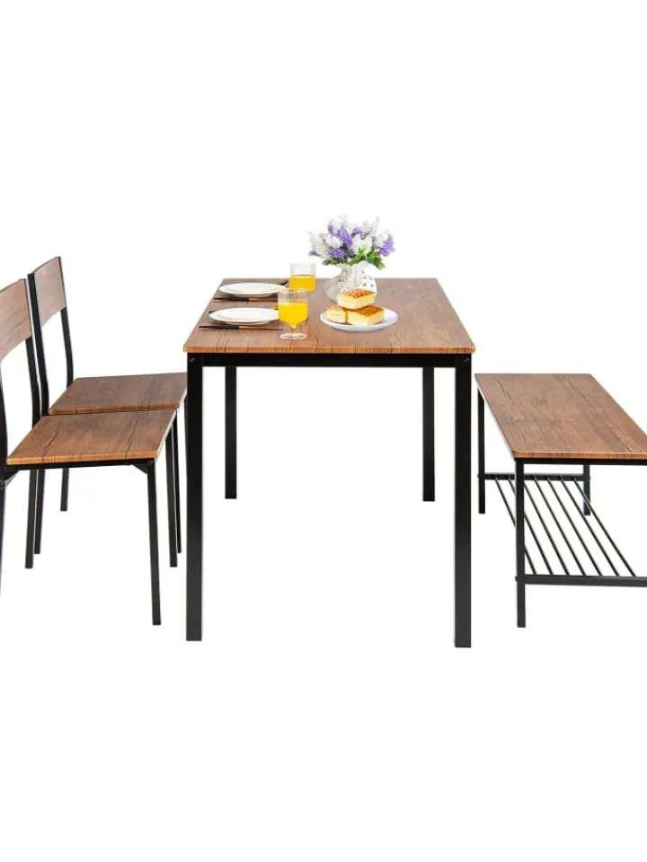 COSTWAY Möbel-Sets<Esstisch Set 4-teilig in Hellbraun