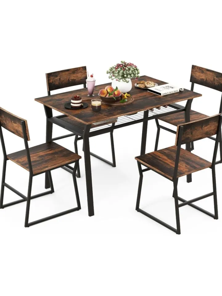 COSTWAY Möbel-Sets<Esstisch Set 5-teilig in Taupe
