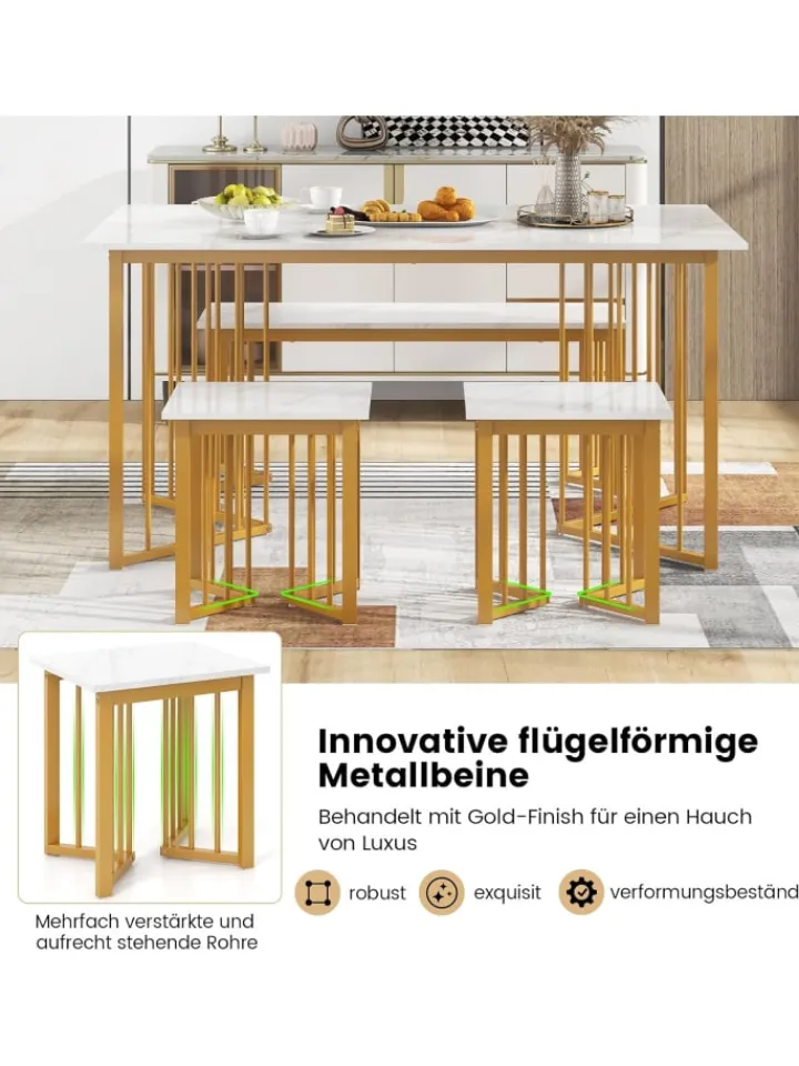 COSTWAY Möbel-Sets<Esstisch Set 4-teilig in Weiß
