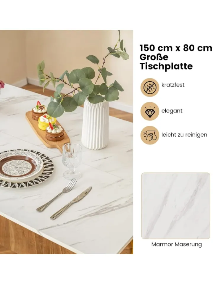 COSTWAY Möbel-Sets<Esstisch Set 4-teilig in Weiß