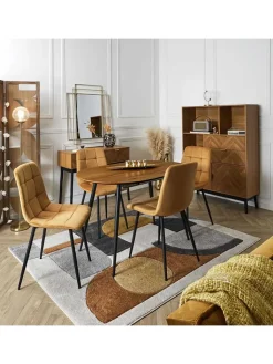 Rétro Chic Sitzmöbel<Esszimmerstuhl ''Mateo'' in Gelb - (B)45 x (H)88 x (T)52 cm