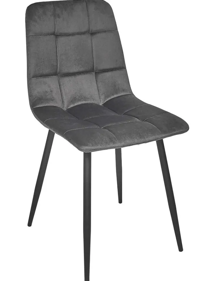 Rétro Chic Sitzmöbel<Esszimmerstuhl ''Mateo'' in Grau - (B)45 x (H)88 x (T)52 cm