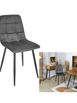 Rétro Chic Sitzmöbel<Esszimmerstuhl ''Mateo'' in Grau - (B)45 x (H)88 x (T)52 cm