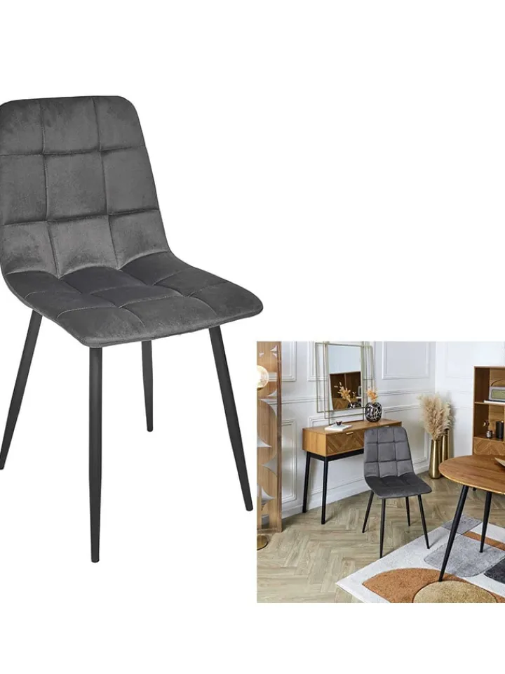 Rétro Chic Sitzmöbel<Esszimmerstuhl ''Mateo'' in Grau - (B)45 x (H)88 x (T)52 cm