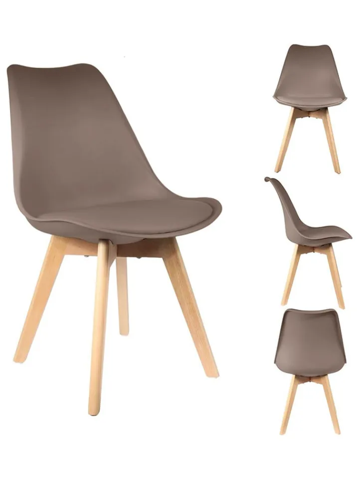 Ethnical Life Sitzmöbel<Esszimmerstuhl "Scandinave" in Taupe - (B)46 x (H)86,5 x (T)52 cm