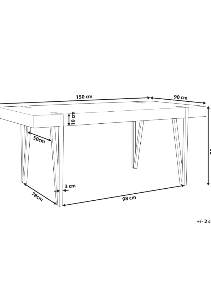 Beliani Tische<Esszimmertisch ADENA in Braun/Schwarz - (W) 90 x (H) 75 x (L) 150 cm