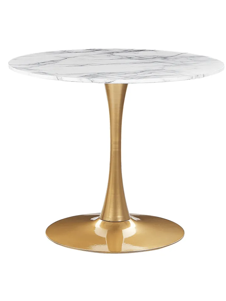 Beliani Tische<Esszimmertisch BOCA in Weiß/Gold - (W) 90 x (H) 74 x (L) 90 cm
