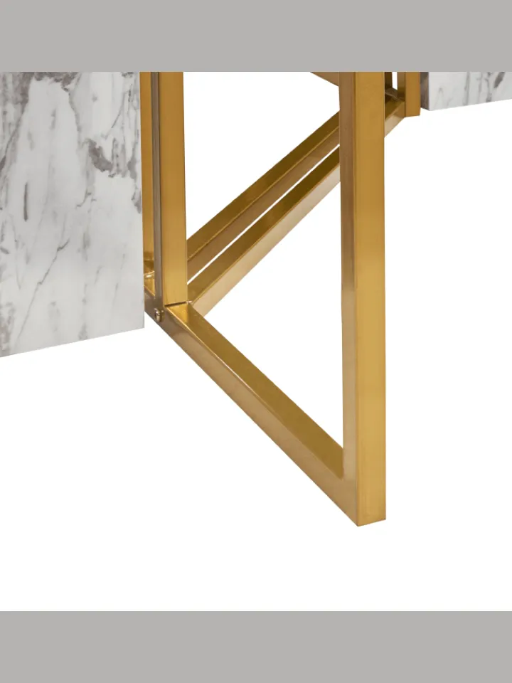 Beliani Tische<Esszimmertisch CALCIO in Weiß/Schwarz/Gold - (W) 100 x (H) 77 x (L) 200 cm
