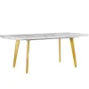 Beliani Tische<Esszimmertisch MOSBY in Weiß/Gold - (W) 90 x (H) 77 x (L) 160 cm