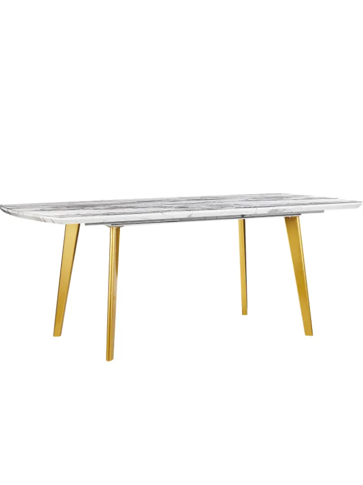 Beliani Tische<Esszimmertisch MOSBY in Weiß/Gold - (W) 90 x (H) 77 x (L) 160 cm