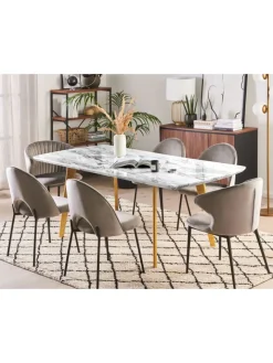 Beliani Tische<Esszimmertisch MOSBY in Weiß/Gold - (W) 90 x (H) 77 x (L) 160 cm
