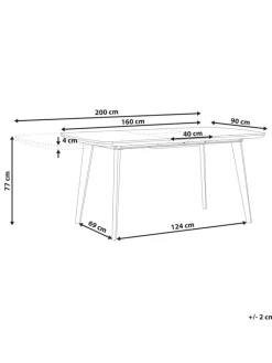 Beliani Tische<Esszimmertisch MOSBY in Weiß/Gold - (W) 90 x (H) 77 x (L) 160 cm