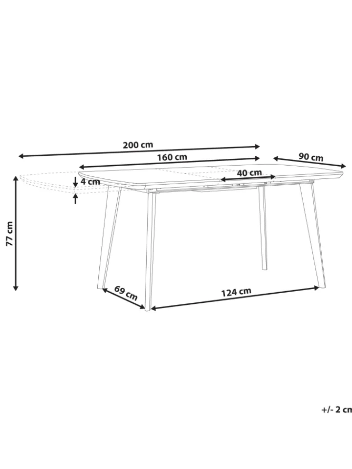 Beliani Tische<Esszimmertisch MOSBY in Weiß/Gold - (W) 90 x (H) 77 x (L) 160 cm