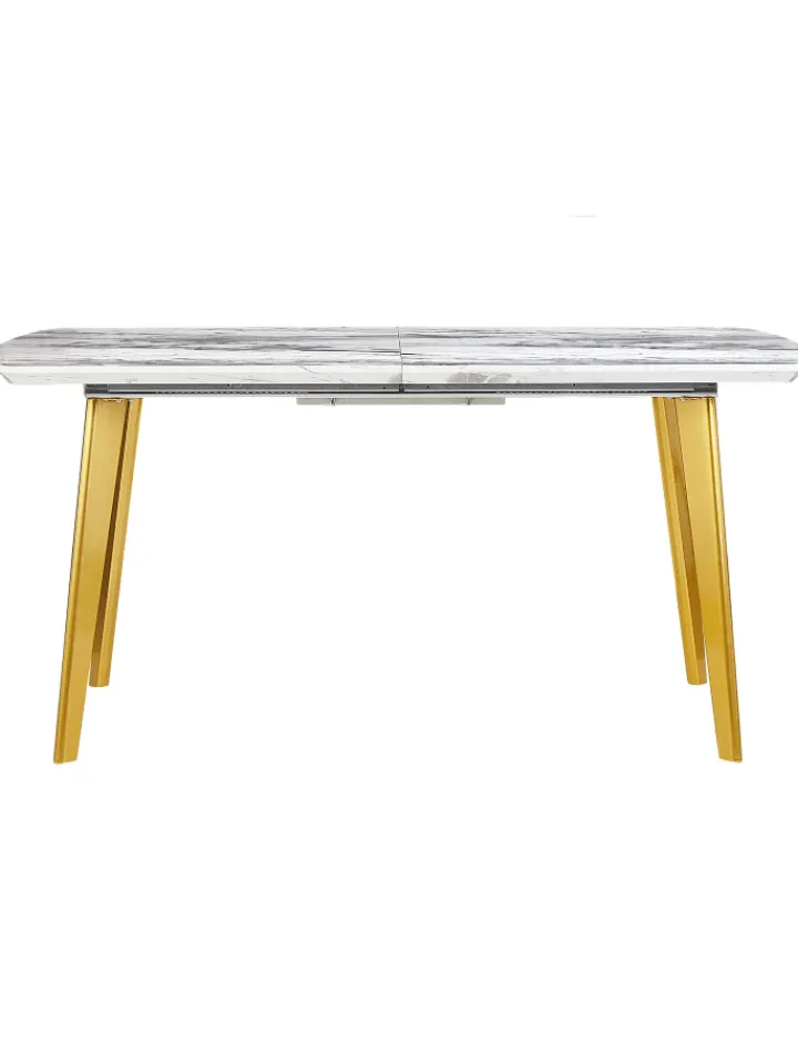 Beliani Tische<Esszimmertisch MOSBY in Weiß/Gold - (W) 90 x (H) 77 x (L) 160 cm