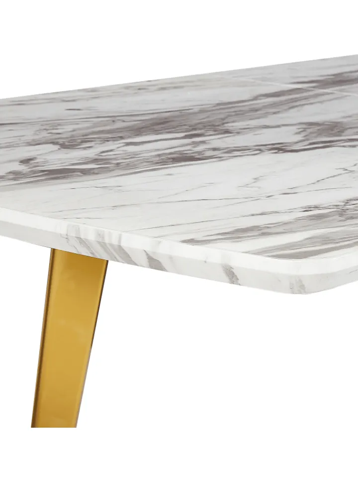 Beliani Tische<Esszimmertisch MOSBY in Weiß/Gold - (W) 90 x (H) 77 x (L) 160 cm
