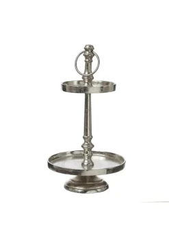 MARELIDA Dekoschalen<Etagere Aluminium 3 stöckige Servierplatte Dekoetagere H: 34cm in silber