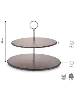 Echtwerk Aufbewahren & Servieren<Etagere in Schwarz/ Silber - (H)40 cm