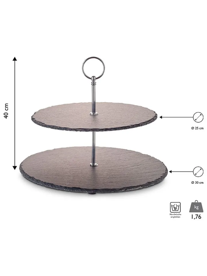 Echtwerk Aufbewahren & Servieren<Etagere in Schwarz/ Silber - (H)40 cm
