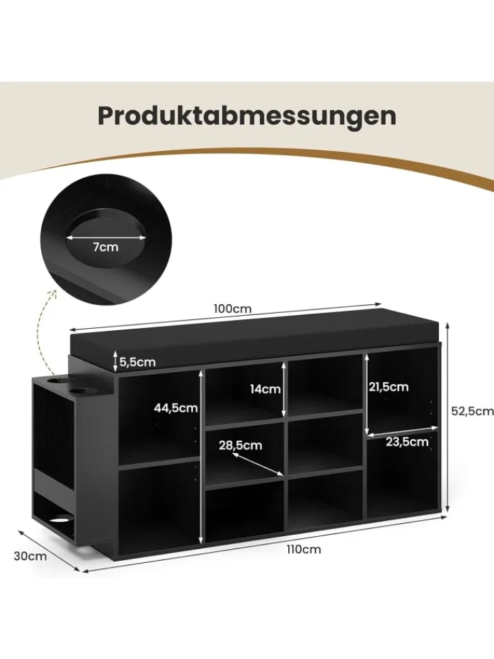 COSTWAY Garderoben<10-Fächer Schuhbank in Schwarz