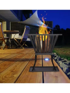 relaxdays Grillen<Feuerkorb in Schwarz - (B)56,5 x (H)56 x (T)45 cm