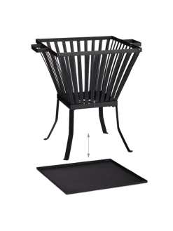 relaxdays Grillen<Feuerkorb in Schwarz - (B)56,5 x (H)56 x (T)45 cm