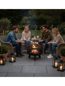 relaxdays Grillen<Feuerschale in Schwarz - Ø 60 cm