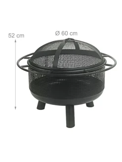 relaxdays Grillen<Feuerschale in Schwarz - Ø 60 cm