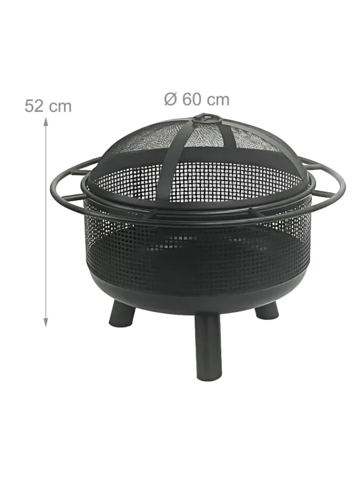 relaxdays Grillen<Feuerschale in Schwarz - Ø 60 cm