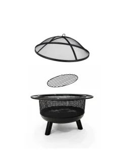 relaxdays Grillen<Feuerschale in Schwarz - Ø 60 cm
