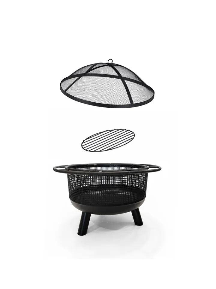 relaxdays Grillen<Feuerschale in Schwarz - Ø 60 cm