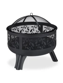 relaxdays Grillen<Feuerschale in Schwarz - (H)60 x Ø 60 cm