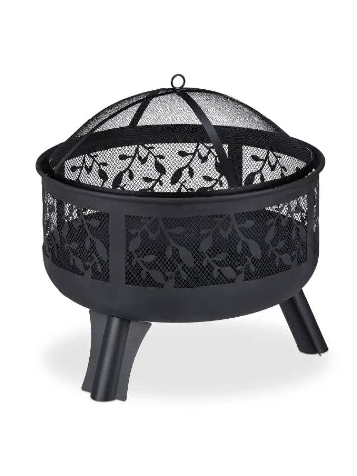 relaxdays Grillen<Feuerschale in Schwarz - (H)60 x Ø 60 cm