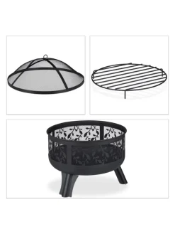 relaxdays Grillen<Feuerschale in Schwarz - (H)60 x Ø 60 cm