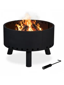 relaxdays Grillen<Feuerschale in Schwarz - Ø 58,5 cm